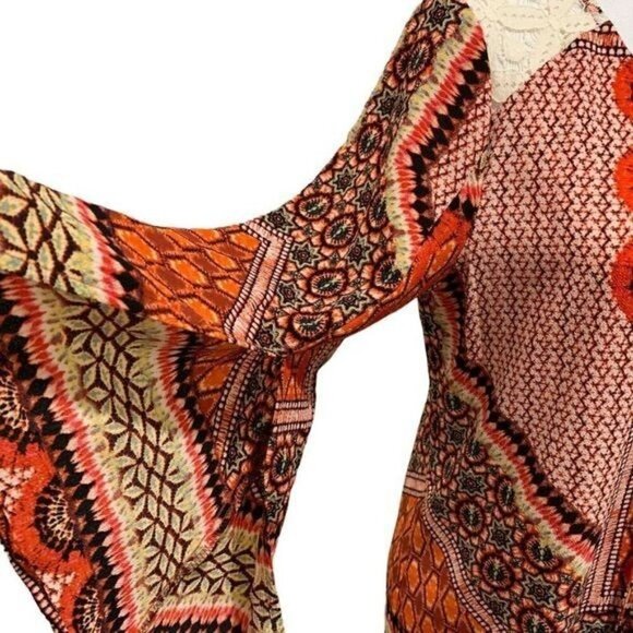 Anthropologie Fig and Flower Womens Top Medium Boho Peasant Bell Sleeves Lace - Picture 6 of 12